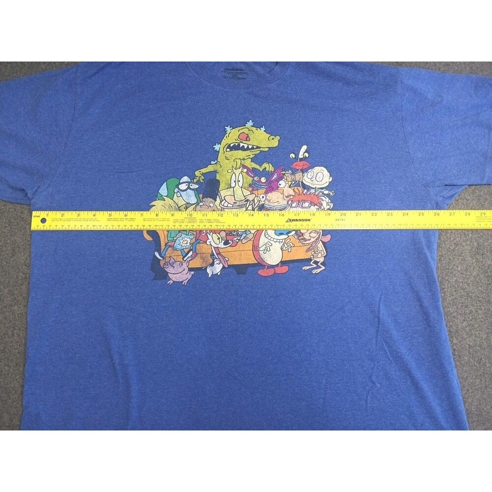 Vintage Nickelodeon Nicktoons T Shirt Blue Rugrats Reptar Arnold Ren Rocko XXL - Picture 9 of 11